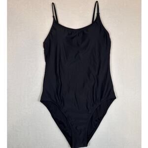 NWT Quince Black Scoop Neck One Piece Bathing Suit Size Small